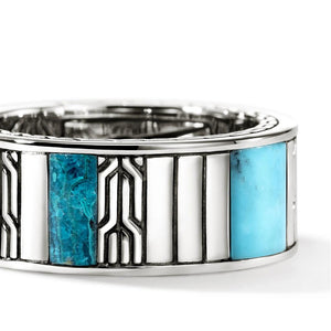 John Hardy Sterling Silver Turquoise, Malachite, and Chrysocolla Ring RMS988021TQMHX7