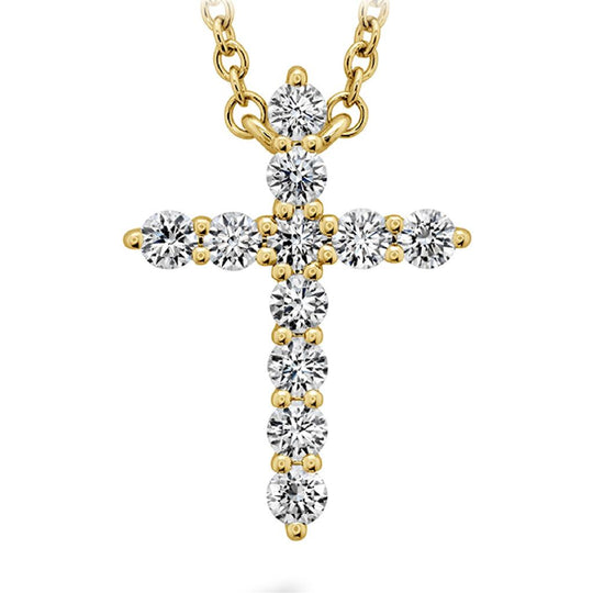 Hearts on Fire 18K Yellow Gold Medium Diamond Cross Necklace HFPSIGCR00328Y
