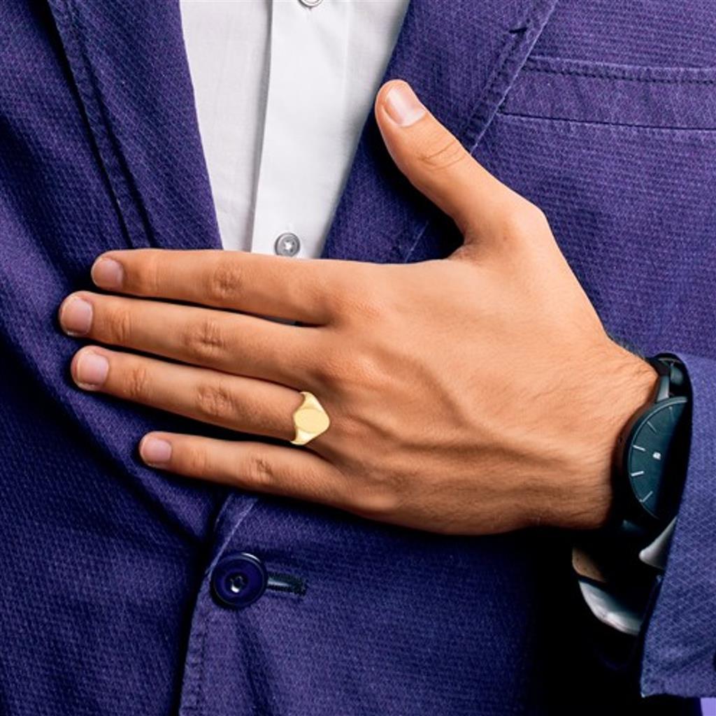 14K Yellow Gold 12x8.5mm Signet Ring RS180