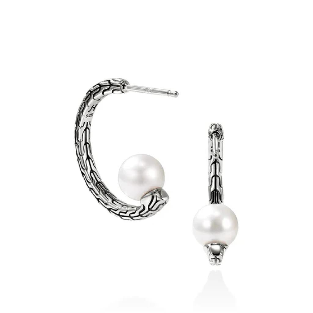 John Hardy Sterling Silver Freshwater Pearl Hoop Earrings EB987271