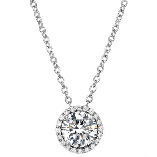 Lafonn Sterling Silver Platinum Plated Simulated Diamond Halo Necklace BN001DAP18