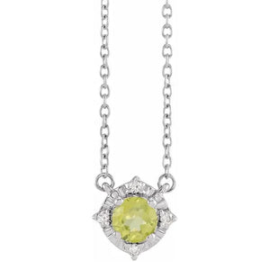 Sterling Silver Peridot Diamond Accented Necklace 653714:131:P