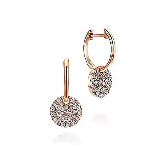 Gabriel & Co 14K Rose Gold Lusso Diamond Pave Disc Drop Earrings EG12654K45JJ