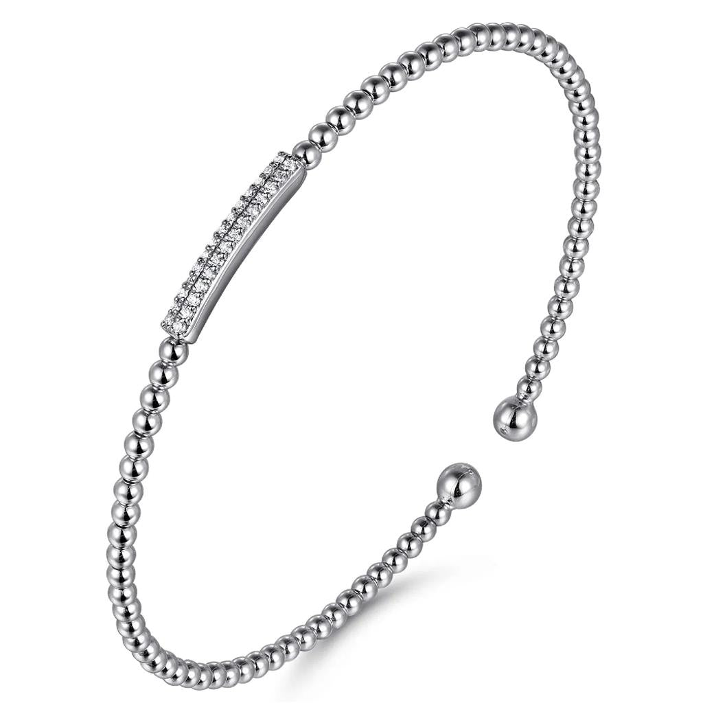 Gabriel & Co 14K White Gold Bujukan Diamond Bar Bangle BG4119-62W45JJ