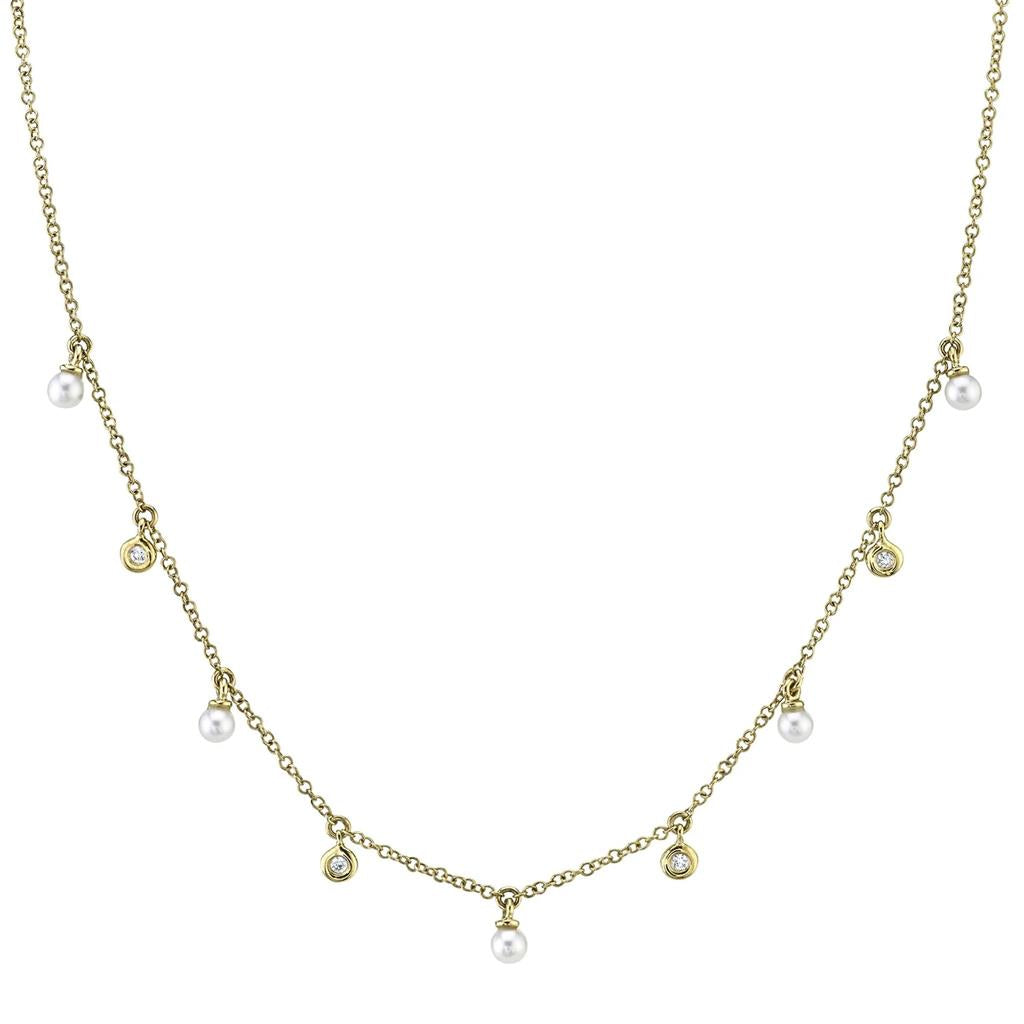 Shy 14K Yellow Diamond & Cultured Pearl Station Necklace SC55021032