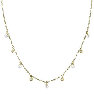 Shy 14K Yellow Diamond & Cultured Pearl Station Necklace SC55021032