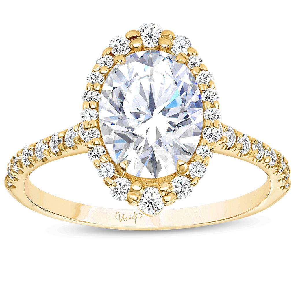 Uneek 14K Yellow Gold Oval Diamond Halo Engagement Ring SWS232DSY