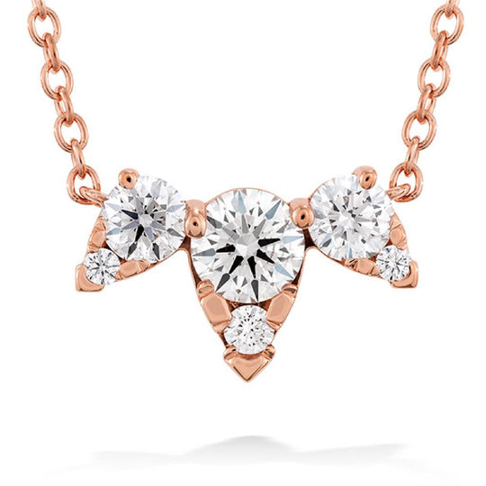 Hearts on Fire 18K Rose Gold Aerial Triple Diamond Necklace HFNAERT00458R