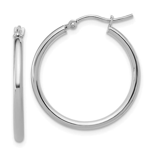 14K White Gold Medium Hoop Earrings 94H