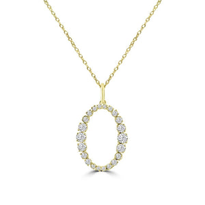 14K Yellow Gold Graduated Oval Diamond Pendant Necklace M13N4169V0815