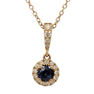 Costar 14K Yellow Gold Blue Sapphire Diamond Halo Necklace RP33942CY-BS