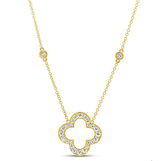 Uneek 18K Yellow Gold Diamond Clover Necklace LVNM04Y