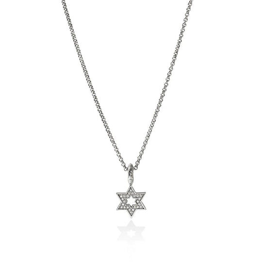 John Hardy Sterling Silver Diamond Pave Star of David Pendant Necklace NBP9894002DIX16-18