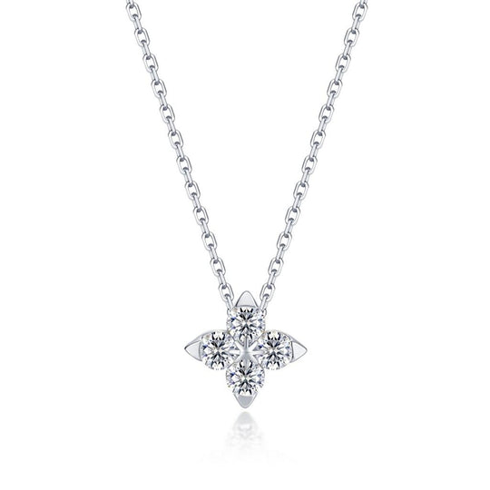 Lafonn Sterling Silver Platinum Plated Trillium Super Bloom Simulated Diamond Necklace N0345CLP18
