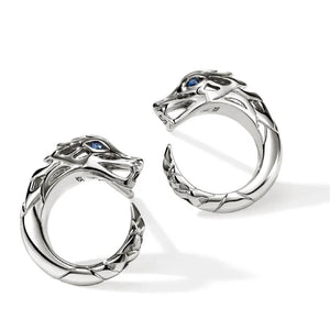 John Hardy Sterling Silver Blue Sapphire Naga Stud Earrings EBS603731BSP