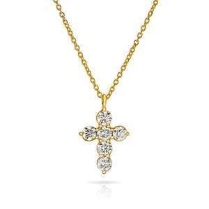 CW Signature 18K Yellow Small Cross Dia Pendant P0319Y