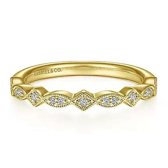 Gabriel & Co 14K Yellow Gold Victorian Milgrain Geometric Diamond Band WB15231R4Y44JJ