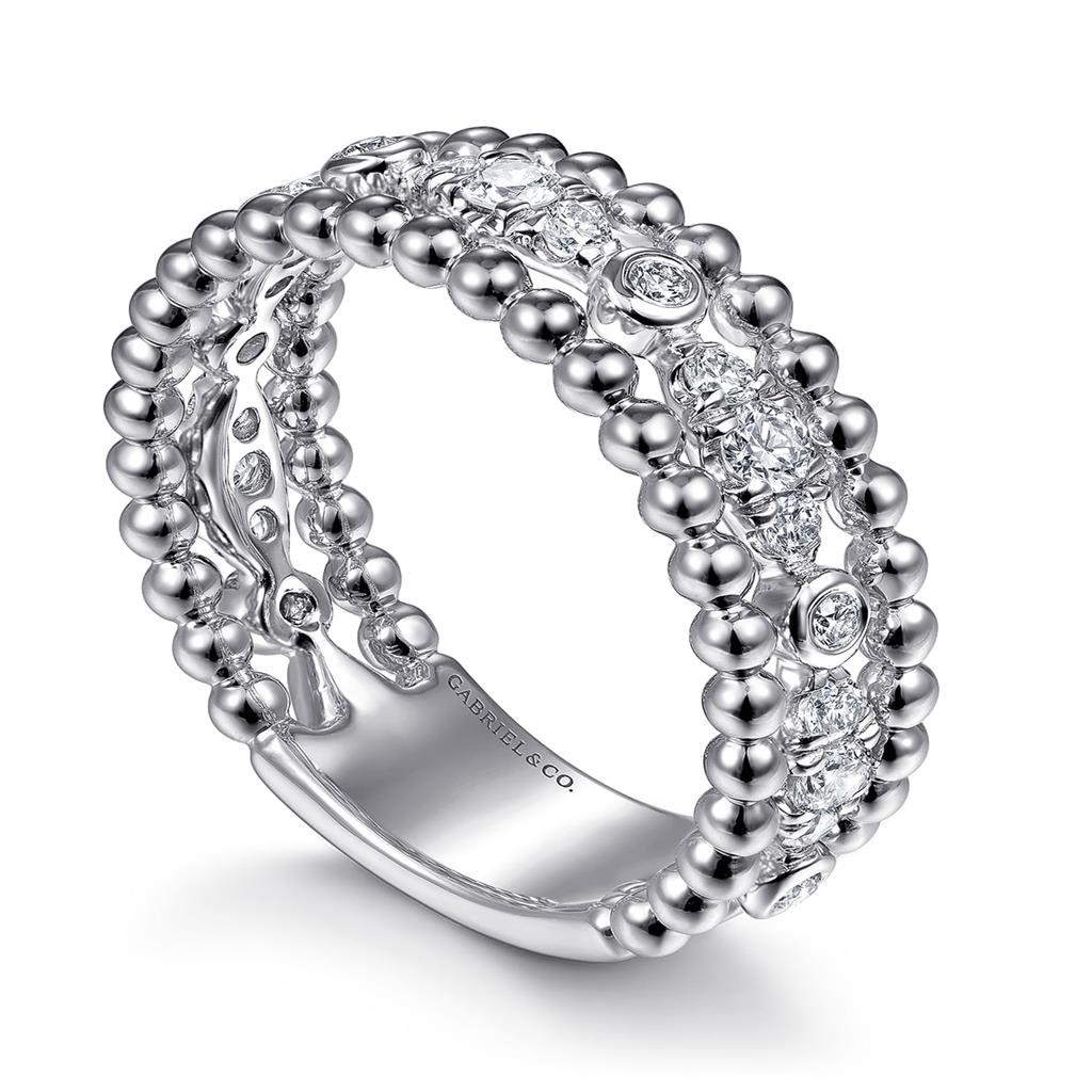 Gabriel & Co Sterling Silver White Sapphire Bujukan Stackable Ring LR51779SVJWS