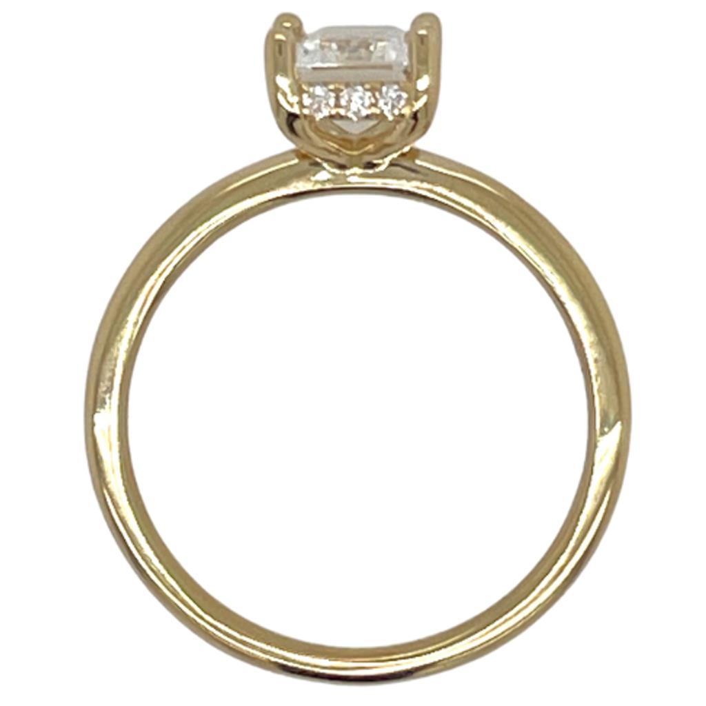 18KY Emerald Hidden Diamond Halo Engagement Ring AD1684Y15