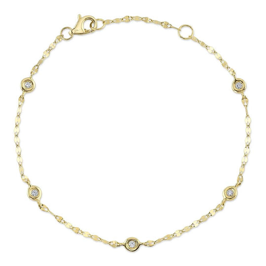 Shy Creation 14K Yellow Gold Scattered Diamond Sparkle Chain Bracelet SC55025787