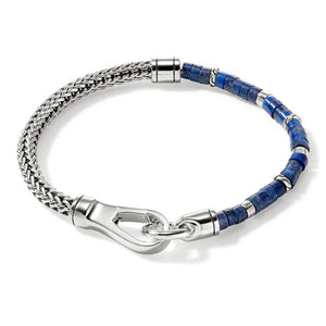 John Hardy Sterling Silver Heishi Lapis Lazuli Beaded Bracelet BUS9012521LPXUL