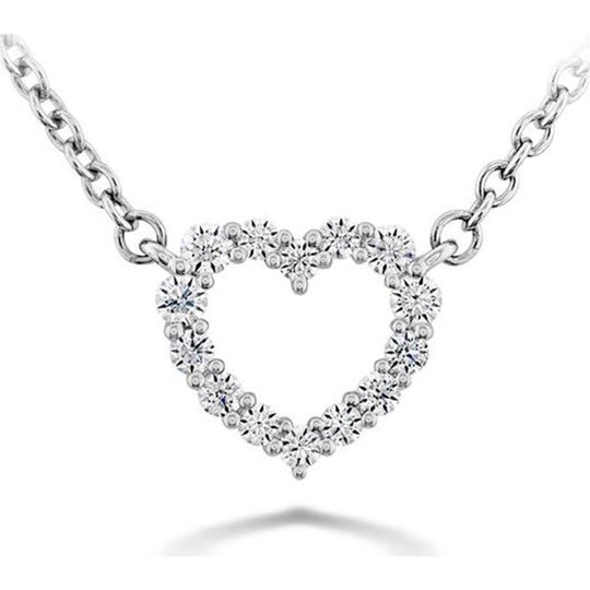 Hearts on Fire 18K White Gold Small Diamond Heart Necklace HFPSIGH00118W