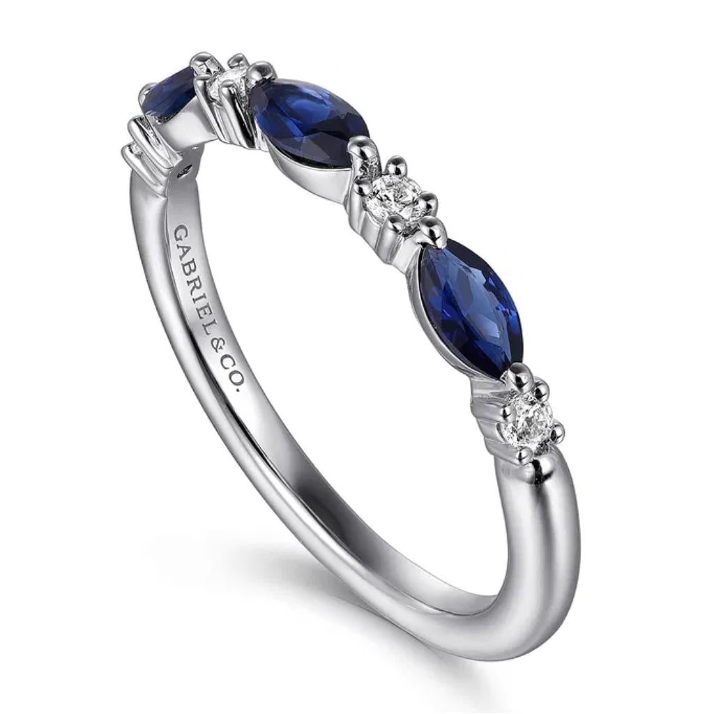 Gabriel & Co 14K White Gold Marquise Sapphire and Diamond Band AN16474W44SA