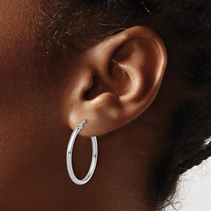 14K White Gold Medium Hoop Earrings 94H