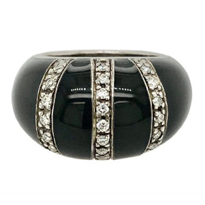 Soho Sterling Silver Black Enamel Diamond Dome Ring AR158D3DARK