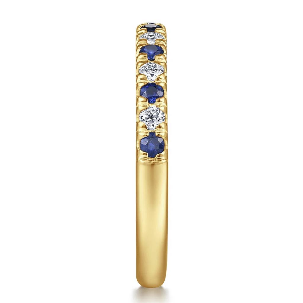 Gabriel & Co 14K Yellow Gold Alternating Diamond and Blue Sapphire Band AN14190Y44SA