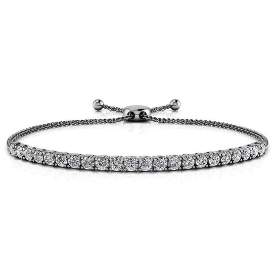 14K White Gold 1ctw Adjustable Diamond Bolo Bracelet SB845-10970