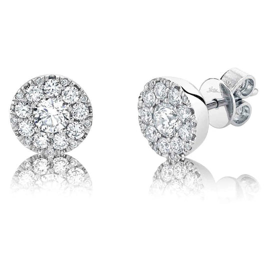Shy Creation 14K White Gold Diamond Cluster Studs SC22008052