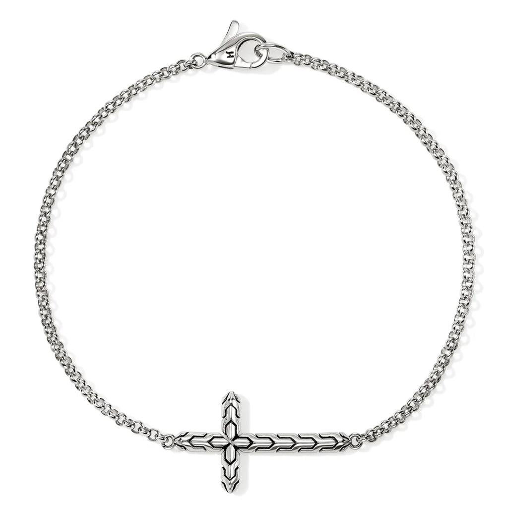 John Hardy Sterling Silver Mini Rolo Chain Cross Bracelet BU98941XUL