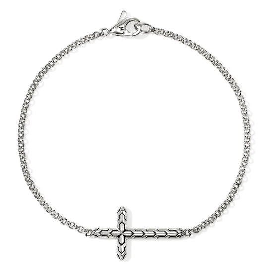 John Hardy Sterling Silver Mini Rolo Chain Cross Bracelet BU98941XUM