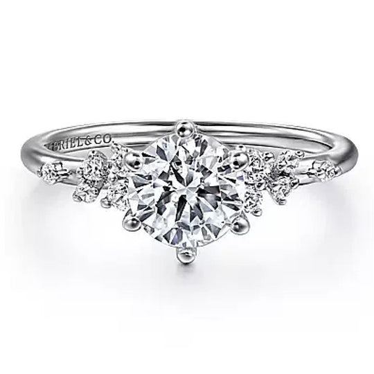 Gabriel & Co 14K White Gold Starlight Scattered Diamond Engagement Ring ER15973R4W44JJ