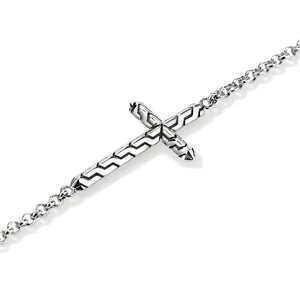John Hardy Sterling Silver Mini Rolo Chain Cross Bracelet BU98941XUL