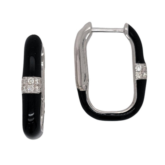 Soho Sterling Silver Black Enamel Diamond Earrings AE116DDARK