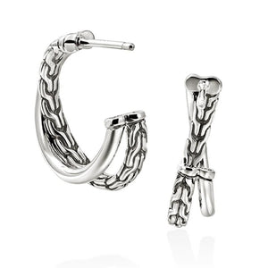 John Hardy Sterling Silver Crossover Hoop Earrings EB98714