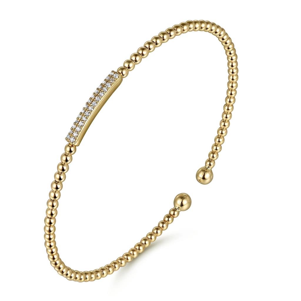 Gabriel & Co 14K Yellow Gold Bujukan Diamond Bar Bangle BG4119-62Y45JJ