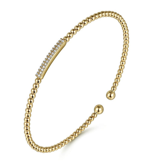 Gabriel & Co 14K Yellow Gold Bujukan Diamond Bar Bangle BG4119-62Y45JJ