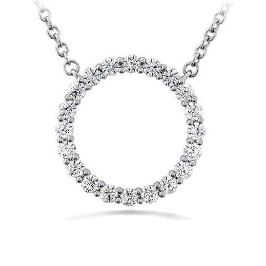 Hearts On Fire 18K White Gold Medium Circle Diamond Necklace HFPSIGC00408W