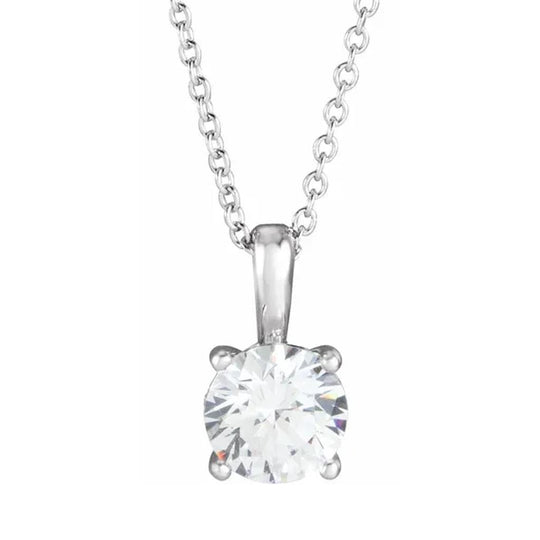 14K White Gold Diamond Solitaire Necklace 87086:200:PC