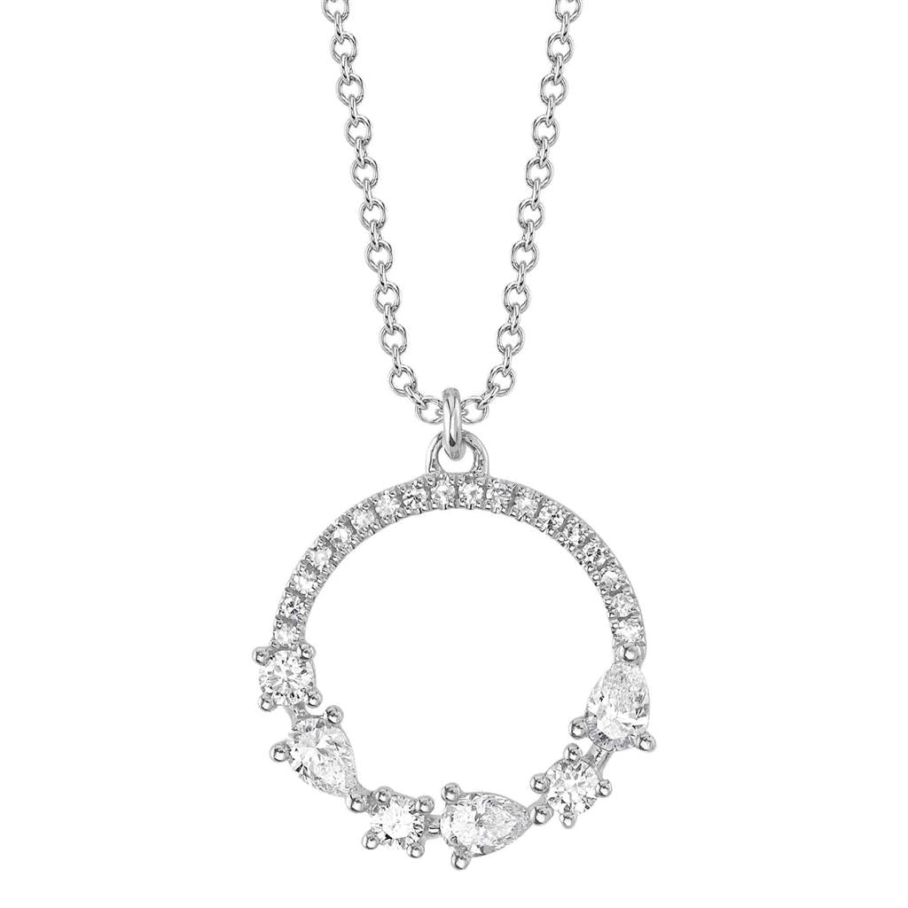 Shy 14KW Diamond Pear Circle Necklace SC55026041