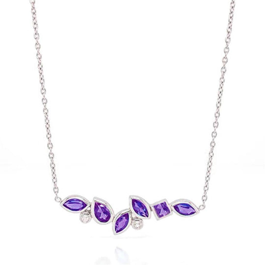 Joryel Vera Sterling Silver Amethyst and White Topaz Necklace N3448BT/WT