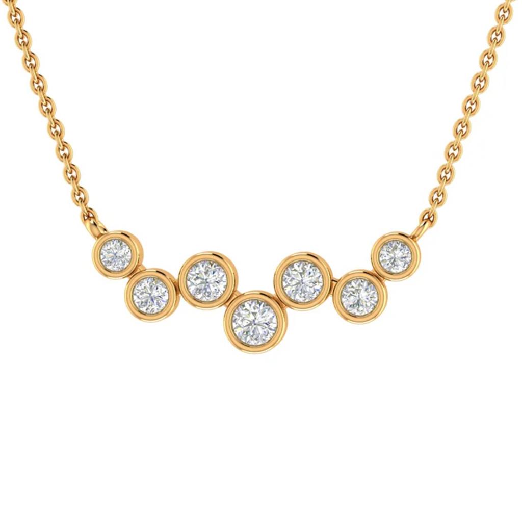 CW Signature 18K Yellow Gold Scattered Diamond Bezel Necklace P0471