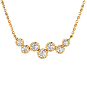 CW Signature 18K Yellow Gold Scattered Diamond Bezel Necklace P0471