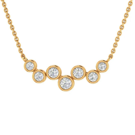 CW Signature 18K Yellow Gold Scattered Diamond Bezel Necklace P0471