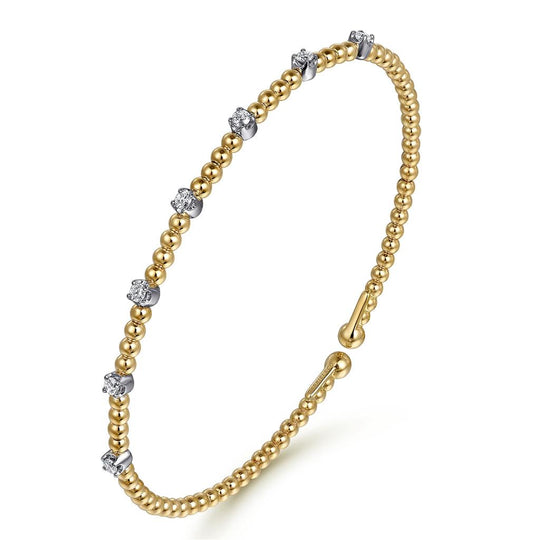 Gabriel & Co 14K Yellow Gold Bujukan Diamond Stations Bangle BG4436-62M45JJ
