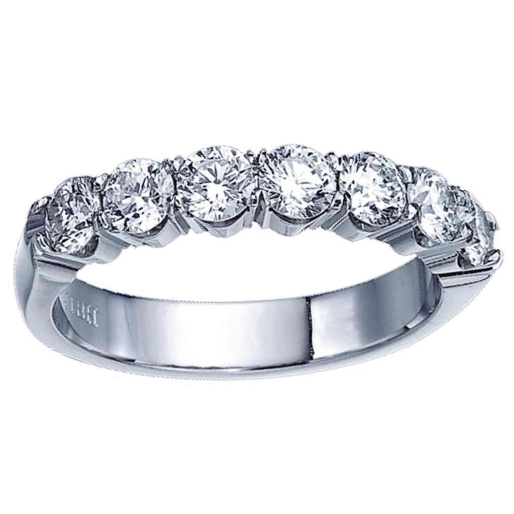 CW Signature 18K White Gold Seven Stone Diamond Band R0329