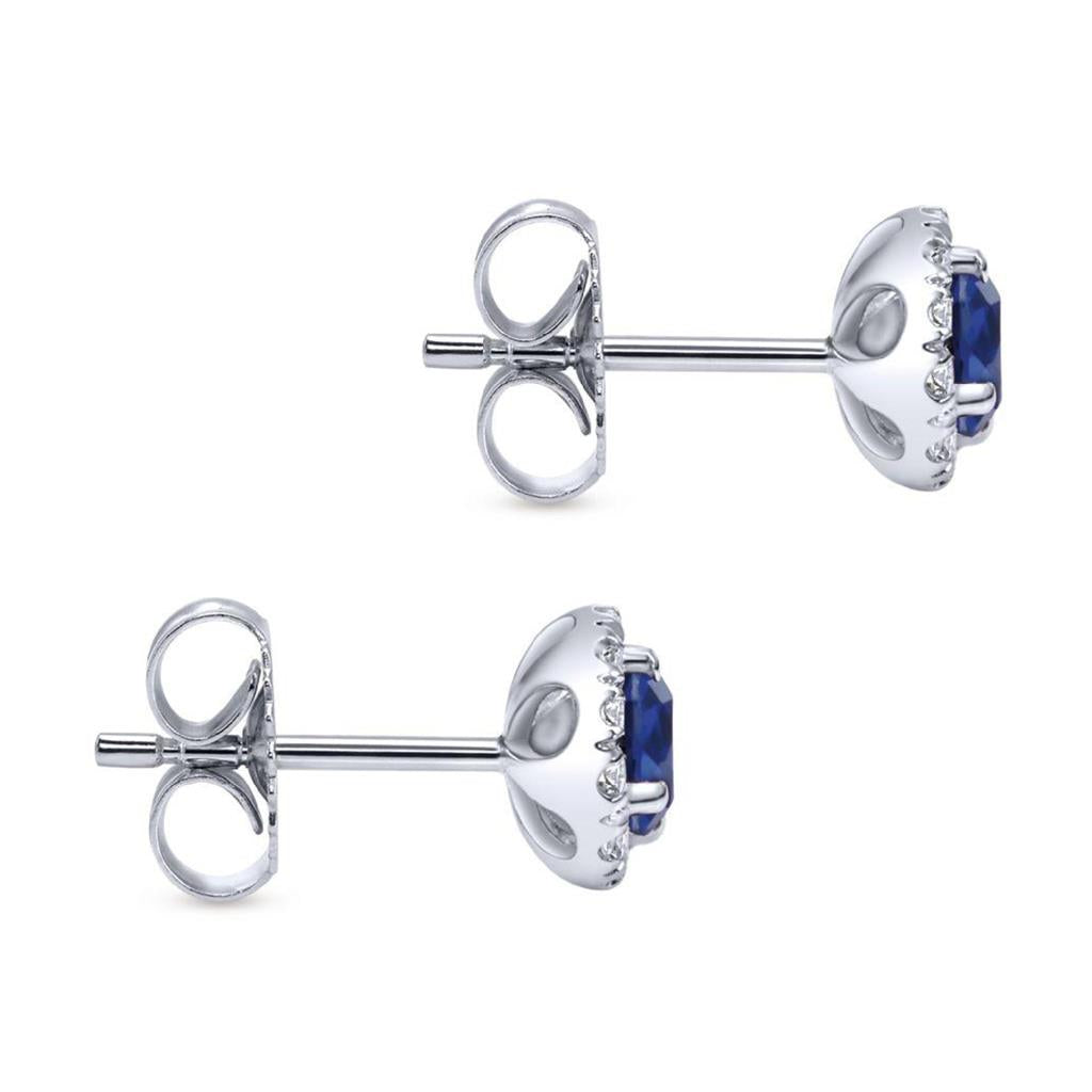 Gabriel 14KW Sapphire Diamond Studs EG11602W45SA